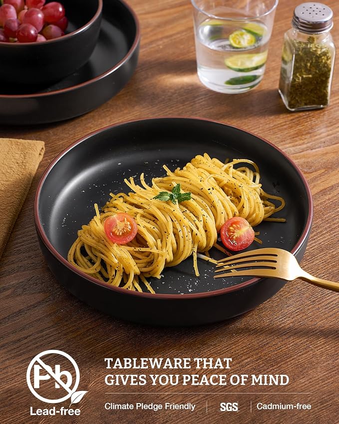 famiware Mercury Pasta Bowls Set of 4, 33 oz Large Salad Bowls, Lead-free and - Image 5