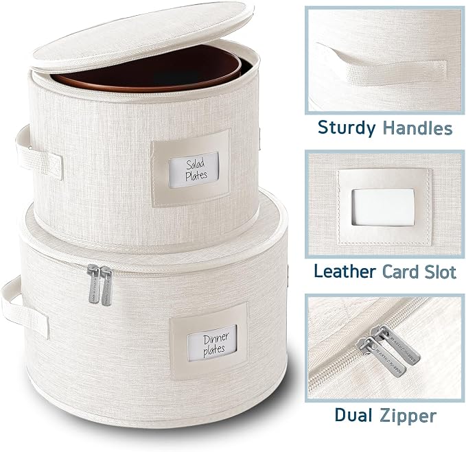 Fine China Storage Containers Hard Shell, 4 Piece Dish Storage Containers - Image 3