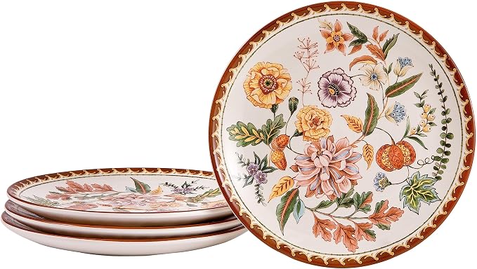 Bico Blooming Moment Salad Plates Set of 4, 8.75 Inch Ceramic Dessert Plates by Bico
