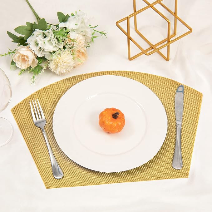 SHACOS Round Table Placemats Wedge Placemat Set of 4 Non Slip Heat Resistant - Image 8