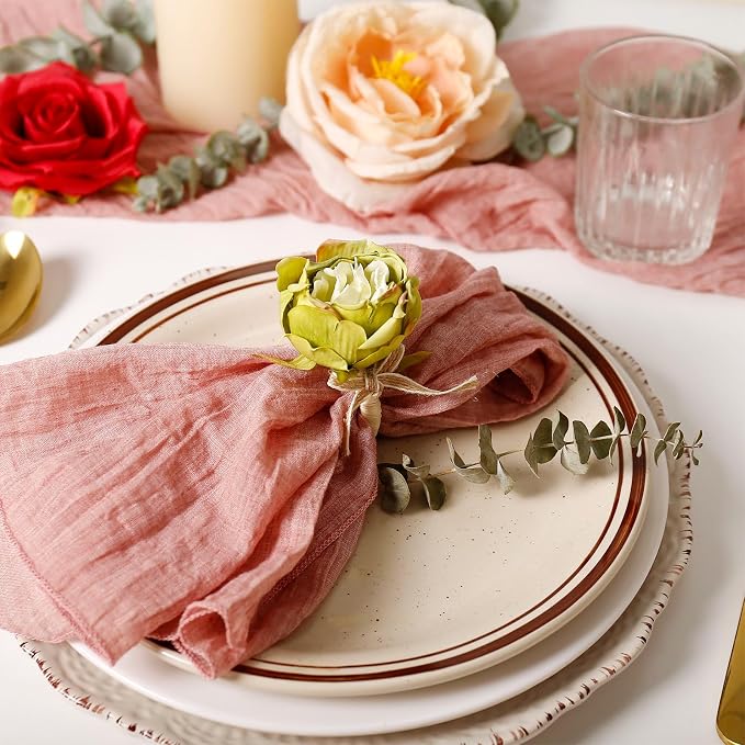Handmade Flower Napkin Rings Set of 6, Valentine's, Thanksgiving Table - Image 2