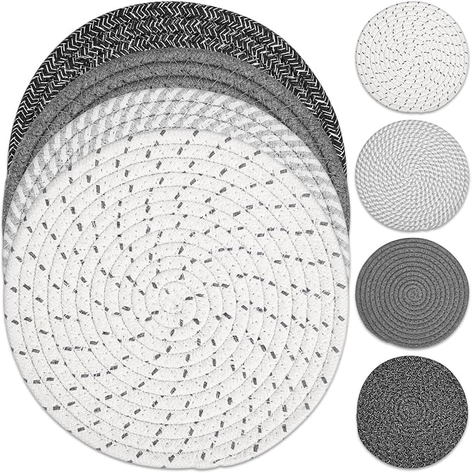 Tidponra 8" Trivets Set for Hot Dishes, 4 Heat Resistant Pot Holders Kitchen by Tidponra