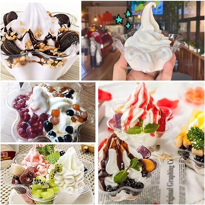 TOFLEN 8 oz Dessert Cups with Spoons, 200 Pack | Clear Plastic, Disposable - Image 5