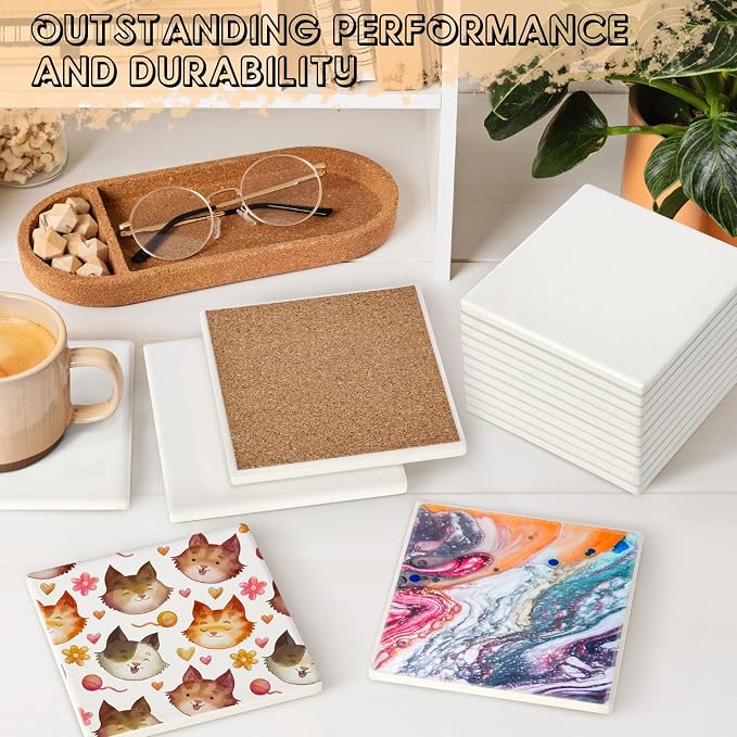 Ceramic Tiles for Crafts, GOH DODD 24 PCS Unglazed Blank Coasters - Image 4