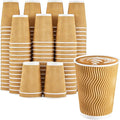 Clawsoff 120 Pack 12 oz Disposable Paper Coffee Cups Insulated Champagne | by BuyNow