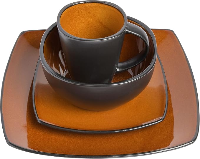 Gibson Elite Soho Lounge Square Reactive Glaze Stoneware Dinnerware Set - Image 3