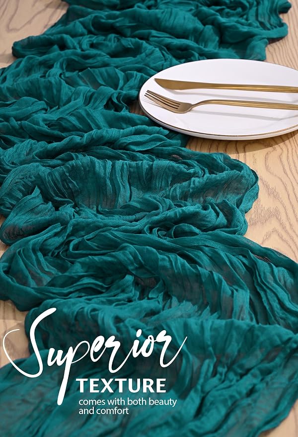 4 Pack Cheesecloth Table Runner 10FT Teal Table Runner Boho Gauze Cheese Cloth - Image 4