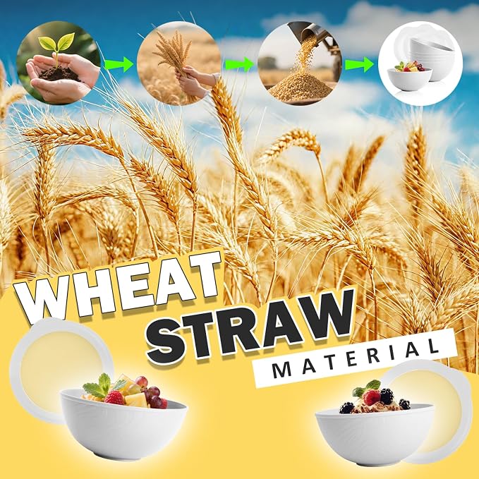 Wheat Straw Bowls Set 40 OZ, Unbreakable Bowls - Image 5