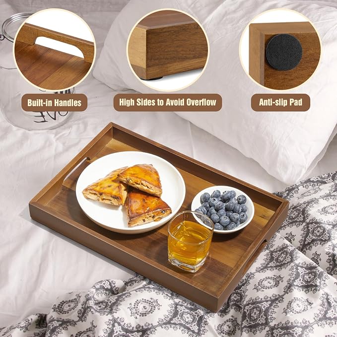 15 Inch Acacia Wood Serving Tray - Image 4