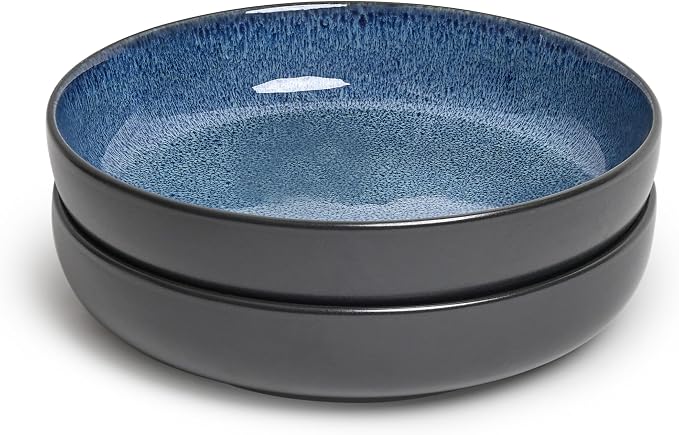 Sango Resona Blue & Black Large Serving Bowl, 64.25 oz, Salad & Dinner by Sango
