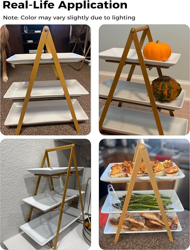 YHOSSEUN 3 Tier Serving Tray, 10+12+14 Inch Serving Platters and Tray, 3 Tiered - Image 6