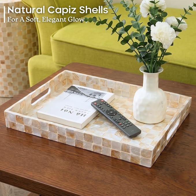 16"x12" Capiz Shell Decorative Serving Tray - Image 2