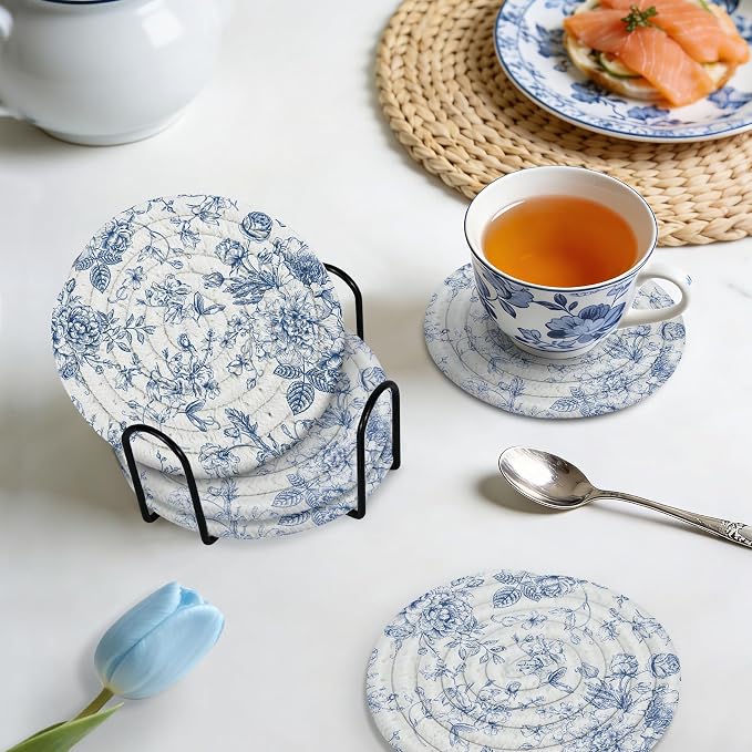 Chinoiserie Cotton Coaster Set of 6 - Image 5