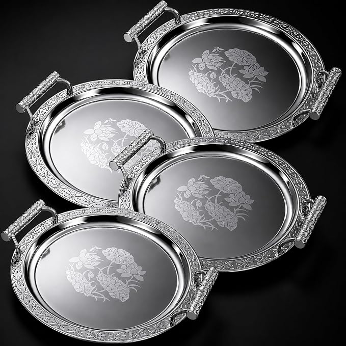 4 Pack Stainless Steel Serving Tray by Unknown