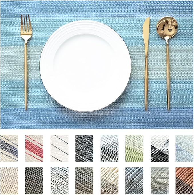 Placemats Set of 4 Vinyl/Plastic Woven Place Mats by Unknown