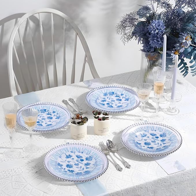 U-QE 50Pcs Blue Plastic Plates - Image 8