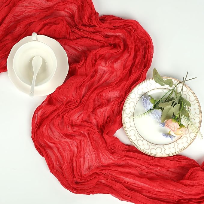 12 Pack Red Cheesecloth Table Runner 17 x 108 Inch | Boho Gauze Cheese Cloth - Image 7