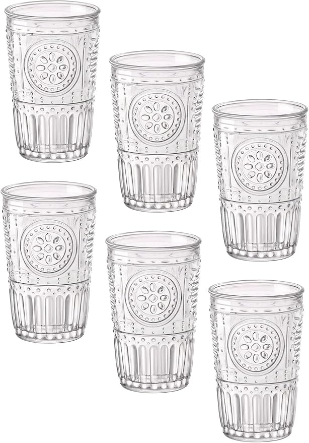 Bormioli Rocco Romantic Set Of 6 Tumbler Glasses, 11.5 Oz. Clear Crystal Glass by Bormioli+Rocco