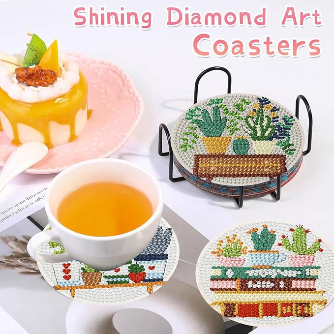 8 PCS Plant Diamond Art Coasters Kits | Diamond Paintings Coasters - Image 4