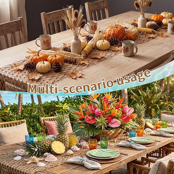 SATINIOR 18 Pcs 12 x 72'' Fishing Net Table Runner Party Decoration, Linen | - Image 6