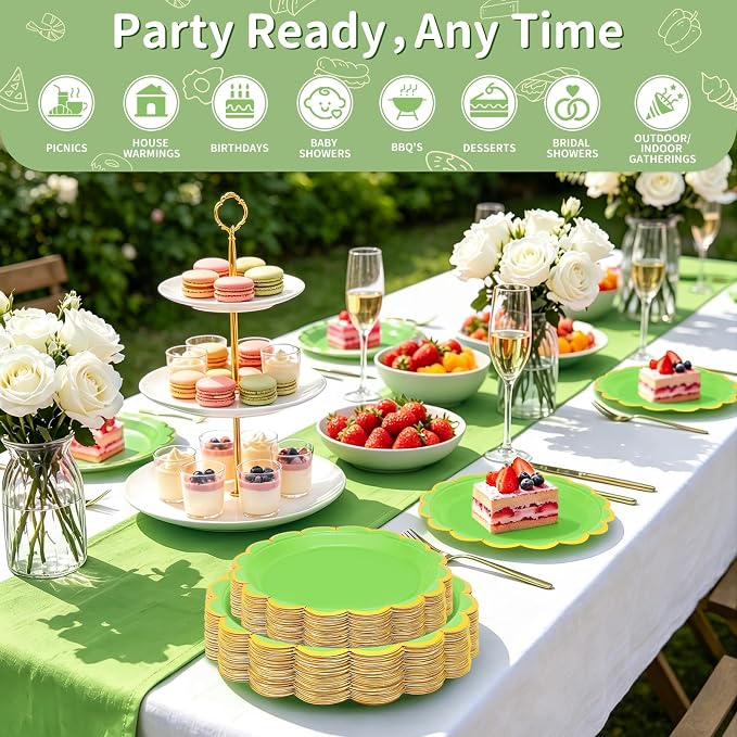 50 Pcs Lime Green Paper Plates - Image 3