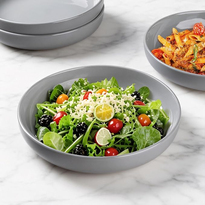 AmorArc 8.75'' Large Ceramic Pasta Bowls, 36oz Handpainted Stoneware Bowls Set - Image 6
