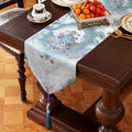 Damask Luxury Table Runner 72 inches Long Textured Chenille Light Blue | Decor by HeMiaor