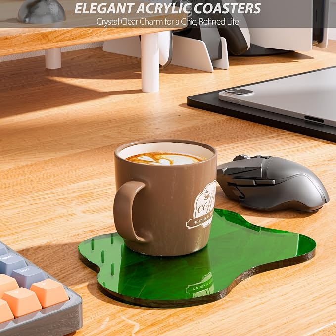Acrylic Coaster Decorative Plates, Dark Green Bar Drink Coaster - Image 2