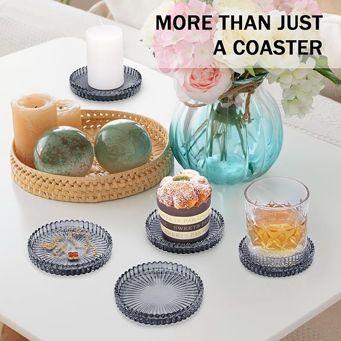 Modern Clear Glass Coasters Set of 8, Cute Coasters Table Mats - Image 5