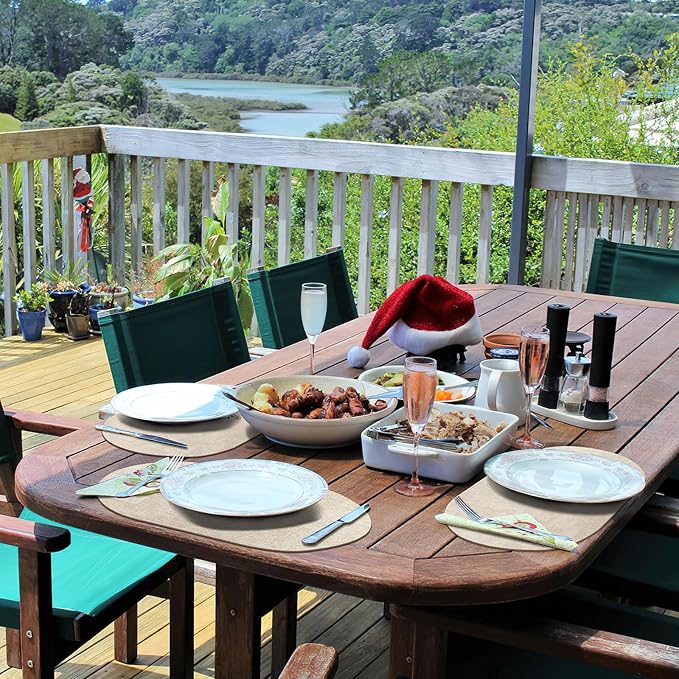 Placemats for Dining Table Set of 6 Non-Slip, Heat Resistant Oval Leather - Image 7