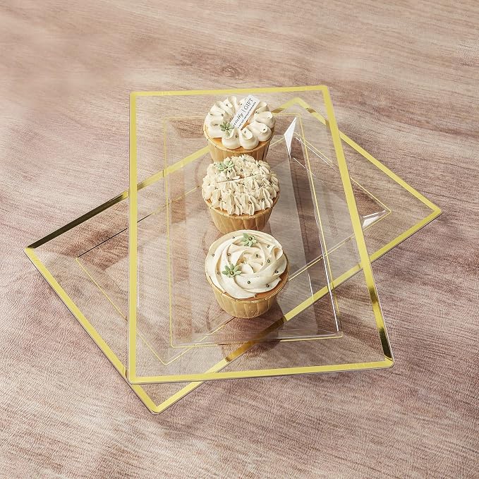 Efavormart 10 Pack Clear Rectangular Plastic Serving Trays - Image 9