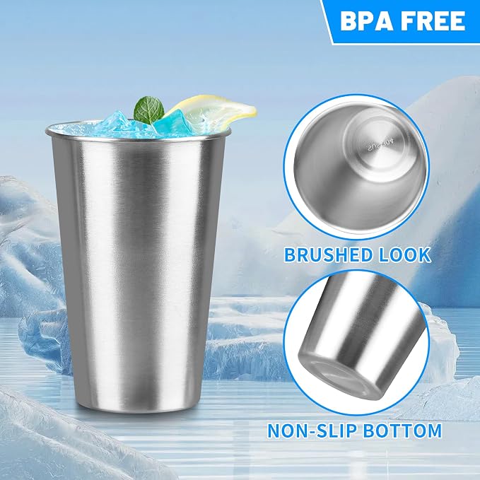 105Pack 16 oz Stainless Steel Pint Cups, Stainless Steel Cup, Pint Cup - Image 3