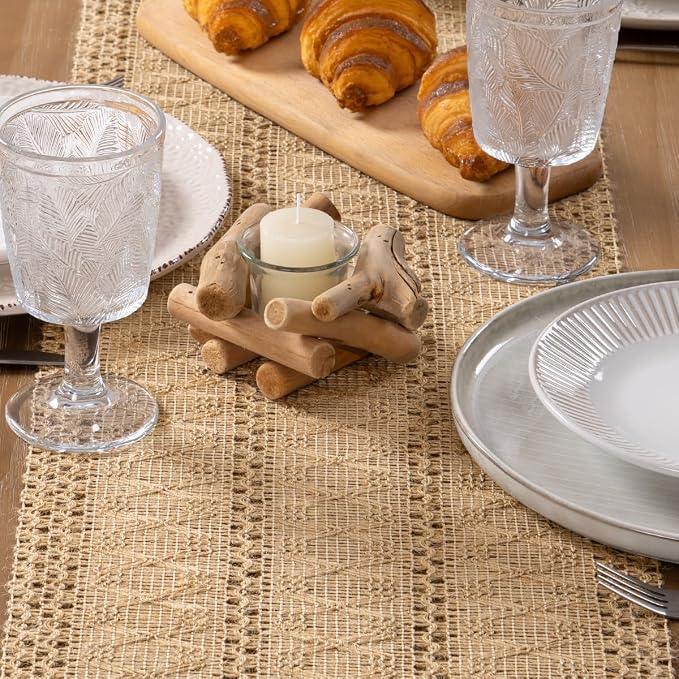 MLMW Boho Table Runner 36 inches Small Coffee Table Runner Rustic Burlap - Image 5