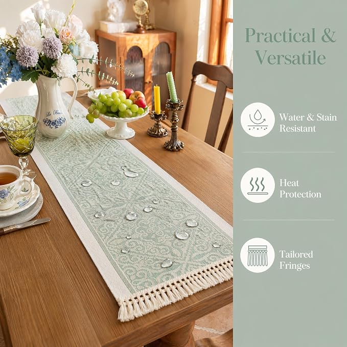 14x48 Damask Table Runner Waterproof French Vintage Dresser Scarf | Need to - Image 4