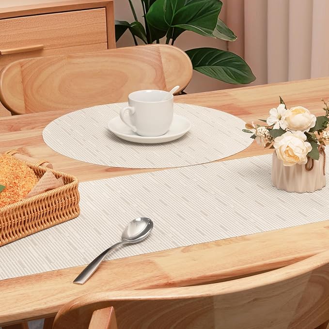Table Runner 55 Inches Long, Vinyl Woven Heatproof Table Runners | Washable - Image 4