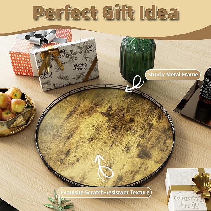 Lazy Susan Turntable Organizer for Table Top, 24’’ Round Wooden Lazy Susan for - Image 6