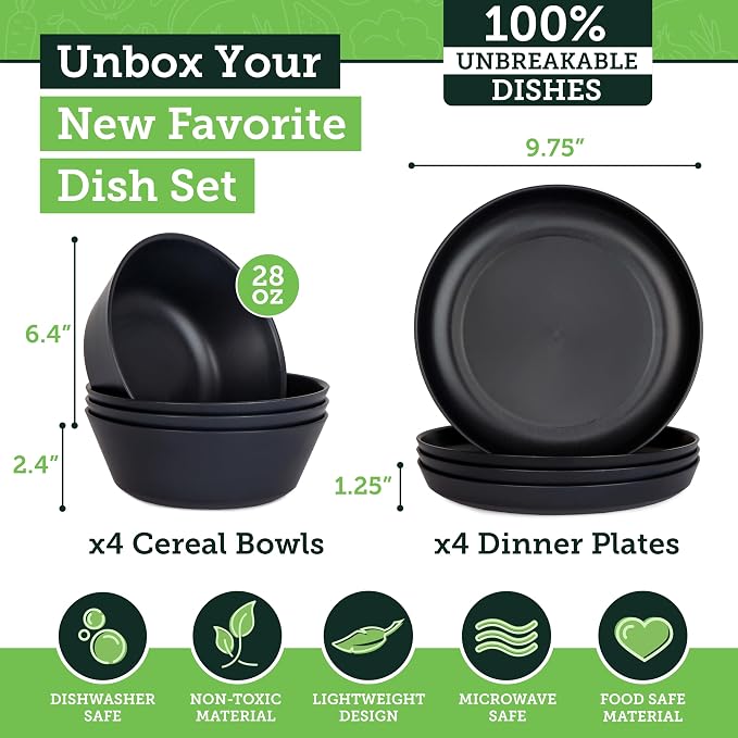 Grow Forward Premium Wheat Straw Plates and Bowls Sets - Image 3