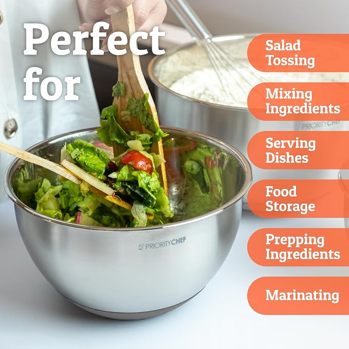 Premium Mixing Bowls With Airtight Lids Set, Thicker Stainless Steel Mixing - Image 6