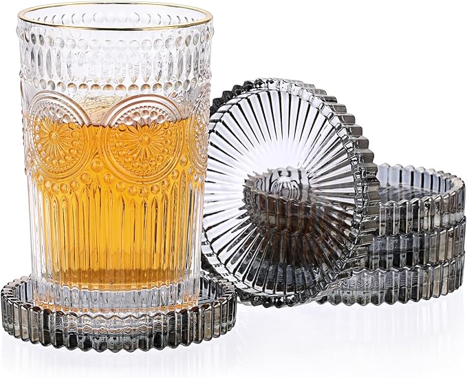 JUXYES Set of 5 Heat-Resistant Clear Glass Coaster by JUXYES