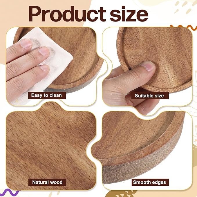 16 Pcs Wood Coasters for Drinks, 4 Inch Round Wooden Coasters | Stackable and - Image 3