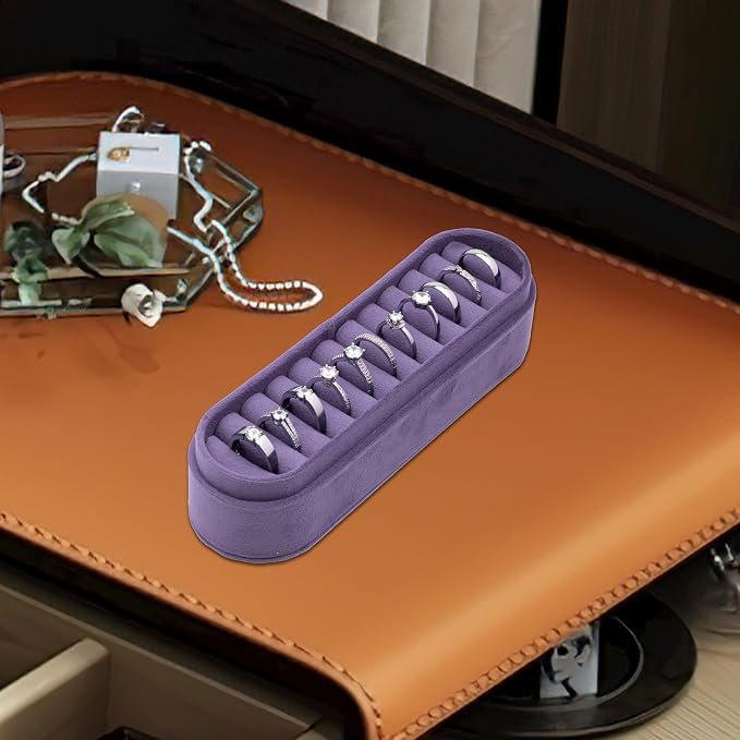 Velvet Small Multiple Ring Box Portable Organizer Display Storage | Travel Case - Image 5