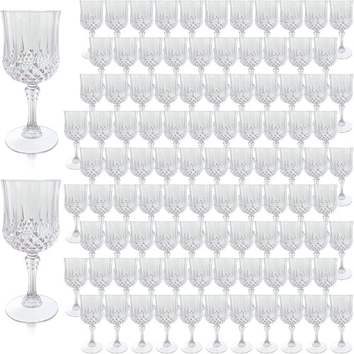 100Pack Plastic Wine Glasses, 7oz Vintage Goblets by LEYIQU