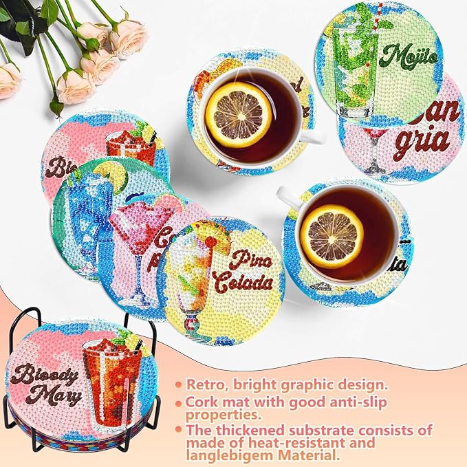 Benjenes 8PCS Diamond Art Coasters Kit - Image 5