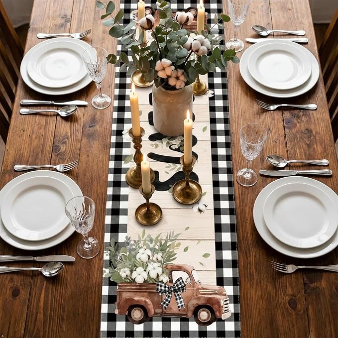Farmhouse Table Runner, 72 x 13 inches, Rustic Country Decor - Image 3