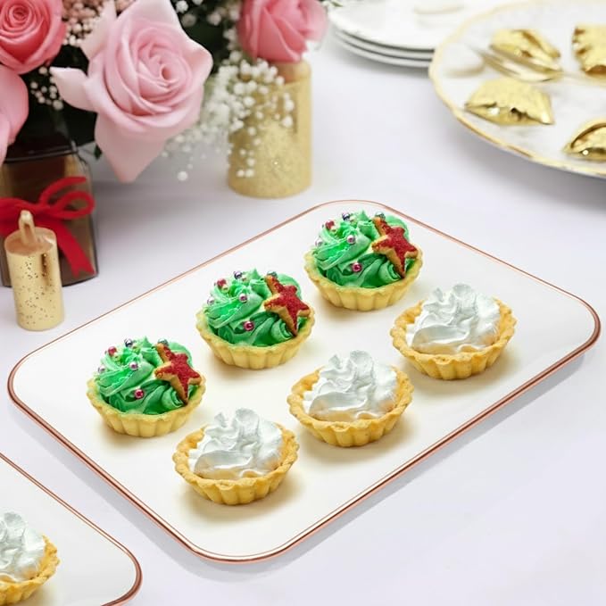 3 Pack Rose Gold Plastic Serving Trays - Image 2