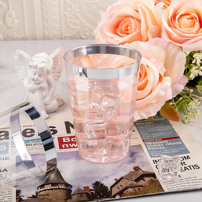IOOOOO 50 Pack 12 oz Silver Plastic Cups, Party Wine Glasses Disposable - Image 3