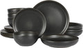 Gibson Elite Beckett Stoneware Matte Reactive Glaze 16 Piece Plates and Bowls by GibsonHomewares