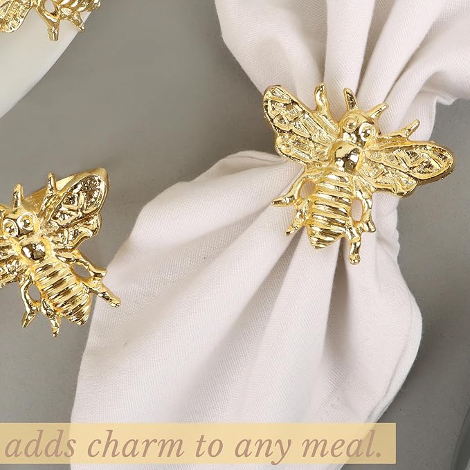 ALPHA Living HOME 12 Pcs Decorative Bee Napkin Rings - Image 5