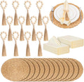 Gejoy 36 Pcs Boho Woven Placemats Wood Bead Napkin Rings by Gejoy