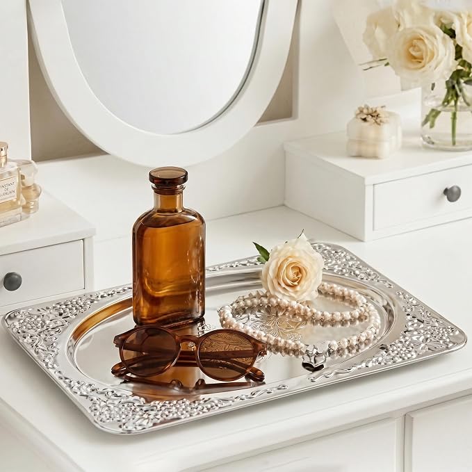 Silver Serving Trays, 13.7 x 8.5 Inch - Image 5